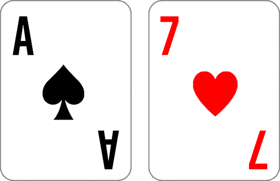 Ace of spades and seven of hearts poker cards
