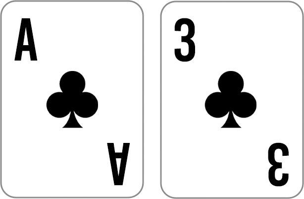 ace and 3 of clubs