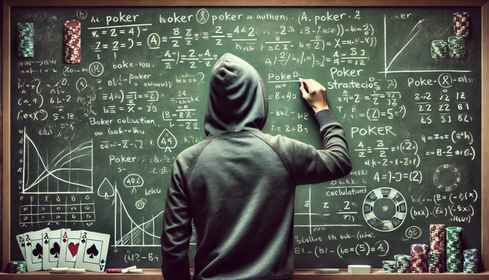 poker player making calculations for poker strategy
