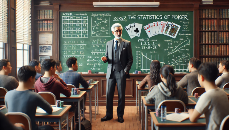 older professor teaching students about poker statistics