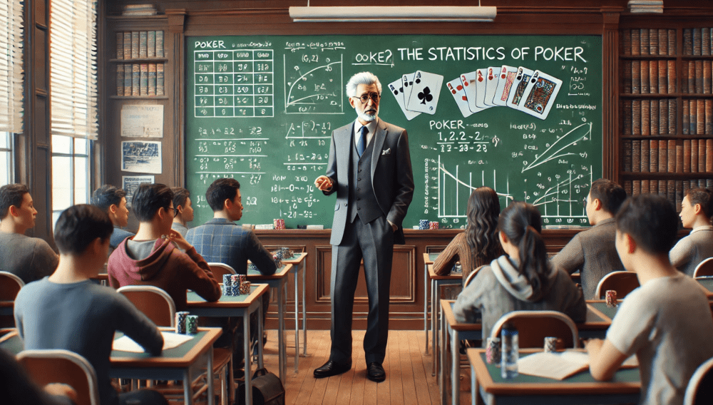 older professor teaching students about poker statistics