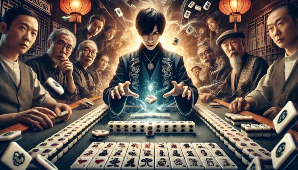 A master mahjong player surrounded by his students
